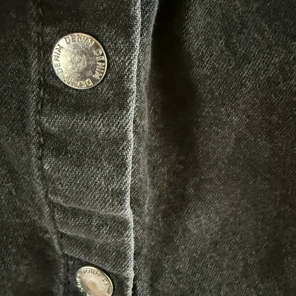 Zara  2-3 Girls Black Denim l/sl embroidered floral bib collar button shirt - Picture 4 of 6